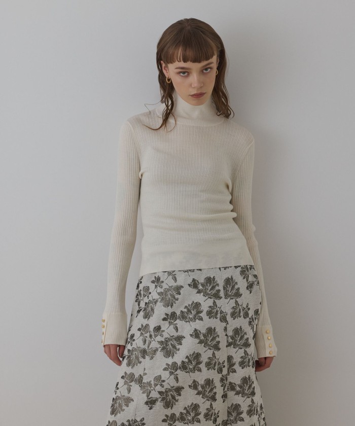 GRACECONTINENTAL ウールハイゲージニットトップ ホワイト 36 GRACECONTINENTAL ウールハイゲージニットトップ ホワイト 36