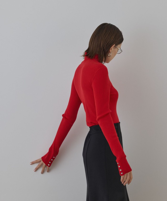 GRACECONTINENTAL ウールハイゲージニットトップ レッド 36