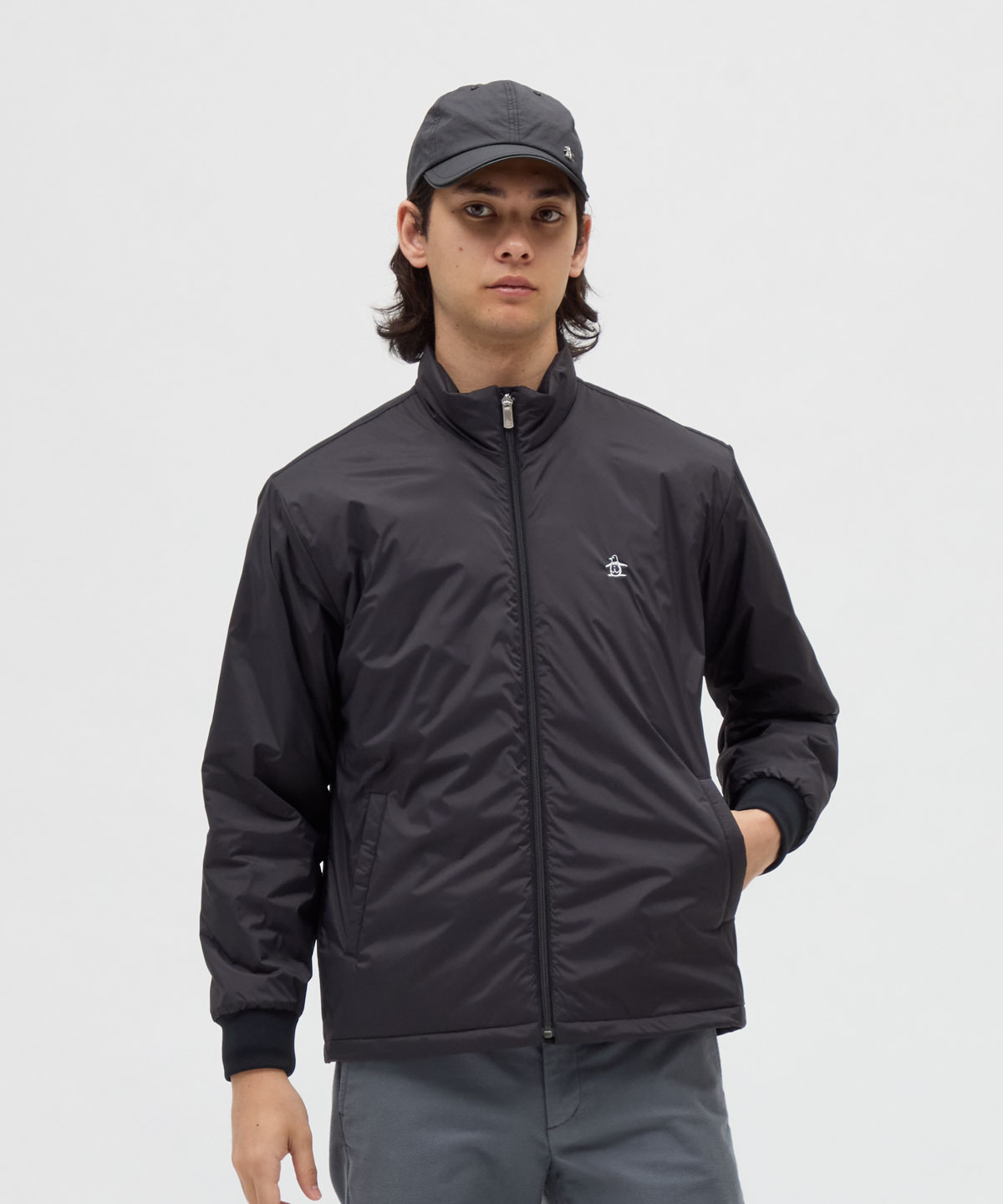 Munsingwear(ings) マンシングウェア Munsingwear はっ水裏キルティング前開きブルゾン ブラック 3L Munsingwear(ings) マンシングウェア Munsingwear はっ水裏キルティング前開きブルゾン ブラック 3L