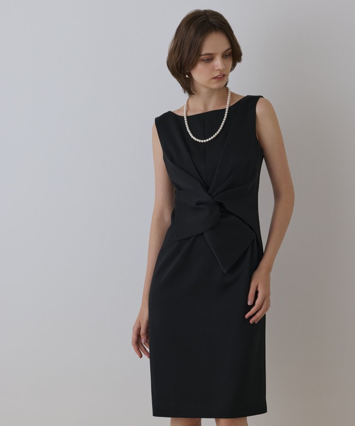 GRACECONTINENTAL サテンクロスドレープワンピース ブラック 38