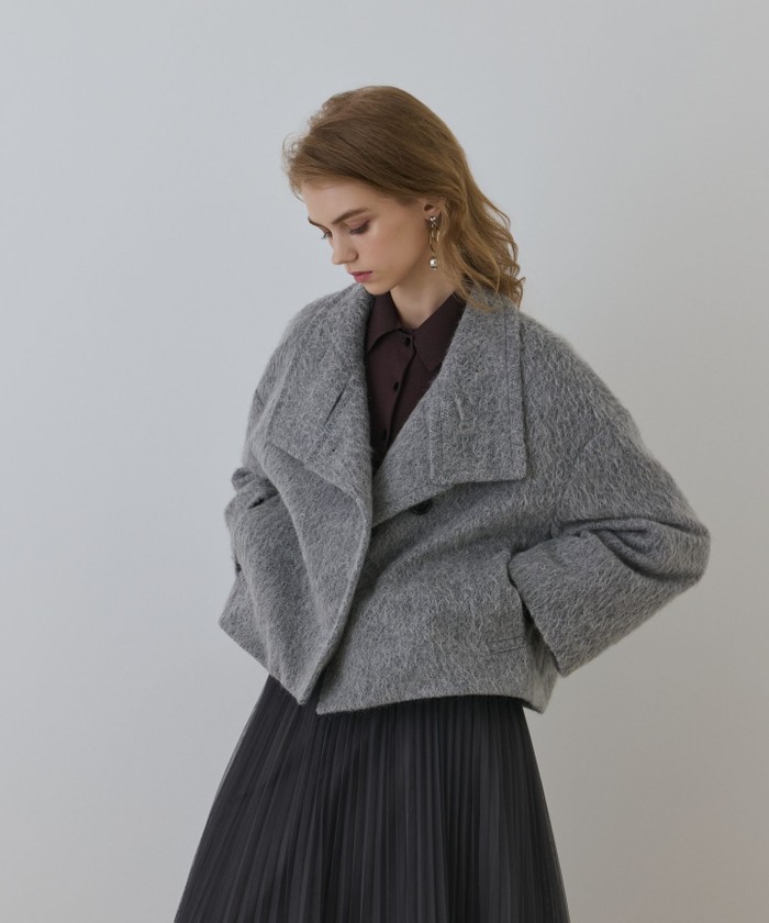 GRACECONTINENTAL アルパカシャギージャケット グレー 36 GRACECONTINENTAL アルパカシャギージャケット グレー 36