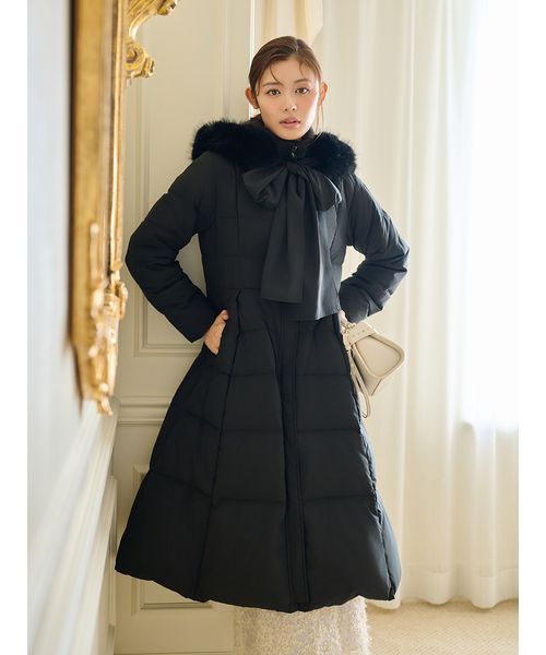 撥水】フードリボンロングダウンコート(508584375)｜阪急百貨店公式