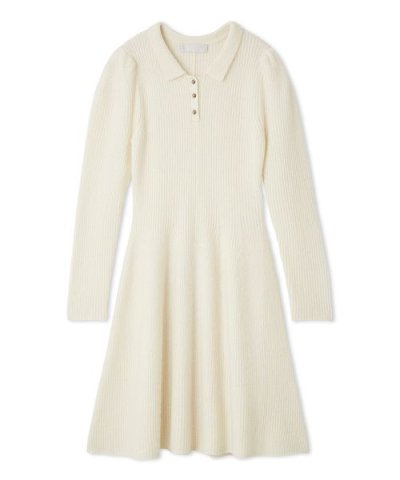 襟付きミニニットワンピース