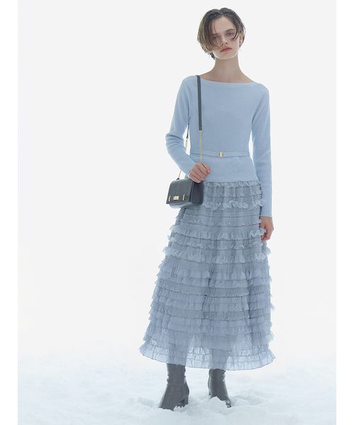 フリルティアードニットドッキングワンピース36 フリルティアードニットドッキングワンピース(508584544)｜阪急百貨店