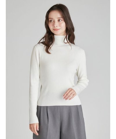 【ウォッシャブル】カリグラフィー刺繍シルク混リブニットプルオーバー