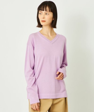 GREY LABEL ファインコットンVネックニット