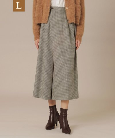 【L】レーヨンウールハウンドトゥースパンツ