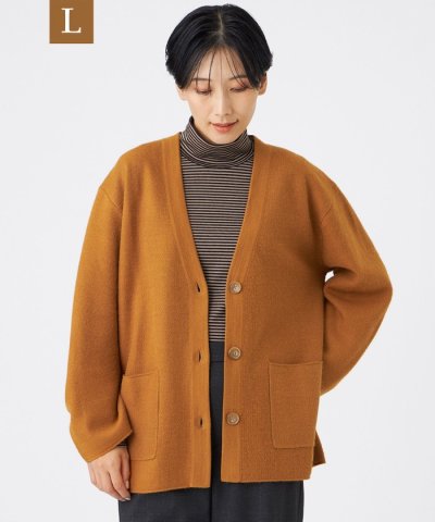 【L】【カタログ掲載】【ウォッシャブル】ブライトニットVネックカーディガン