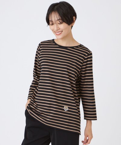 【ウォッシャブル】タイガーパッチボーダーカットソー