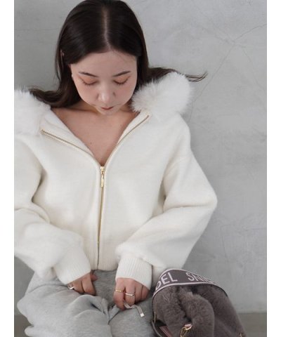 Sustainableファー付きニットパーカー