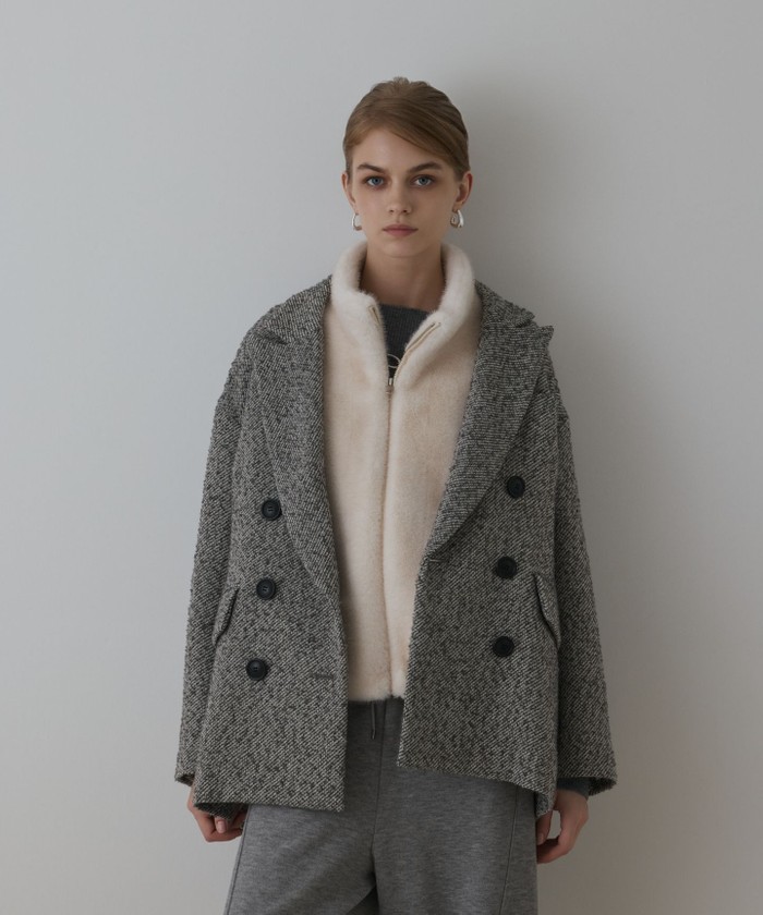 GRACECONTINENTAL カルゼツイードダブルジャケット グレー 38