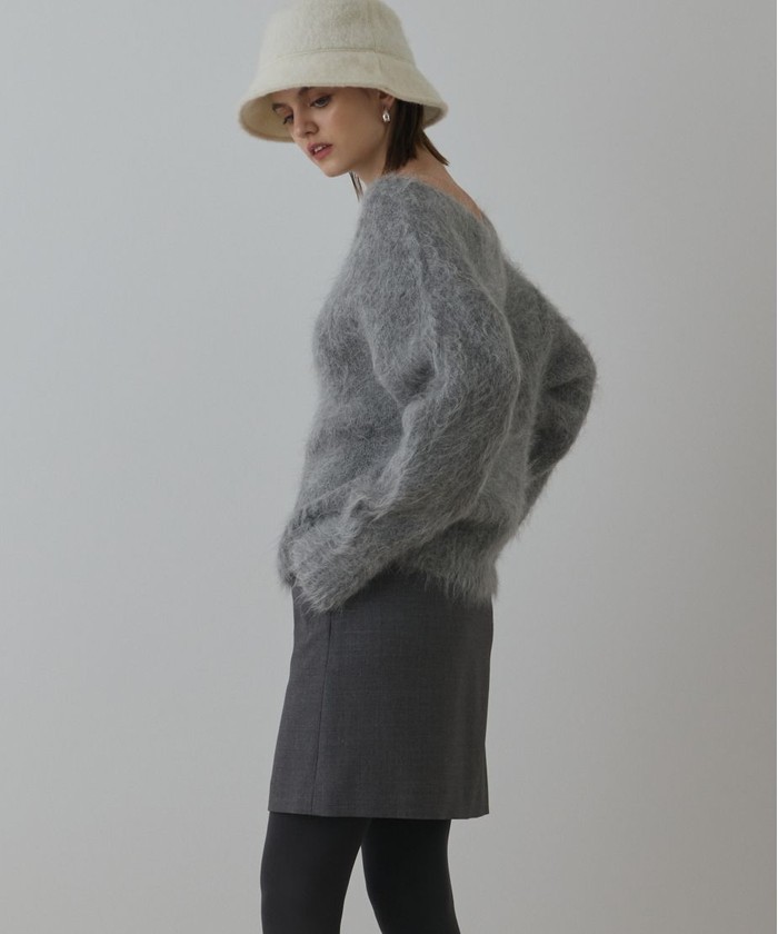 GRACECONTINENTAL ウールギャバミニスカート グレー 36