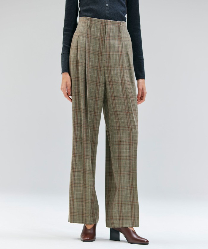 BEIGE SELMA / チェックウールハイウエストタックパンツ CAMEL×NUDE 4 BEIGE SELMA / チェックウールハイウエストタックパンツ CAMEL×NUDE 4