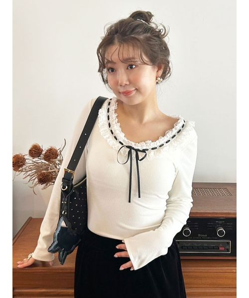 LILYBROWNLingerie 【LILY BROWN Lingerie】フリルレースボディスーツ(Hearts WHT F LILYBROWNLingerie 【LILY BROWN Lingerie】フリルレースボディスーツ(Hearts WHT F