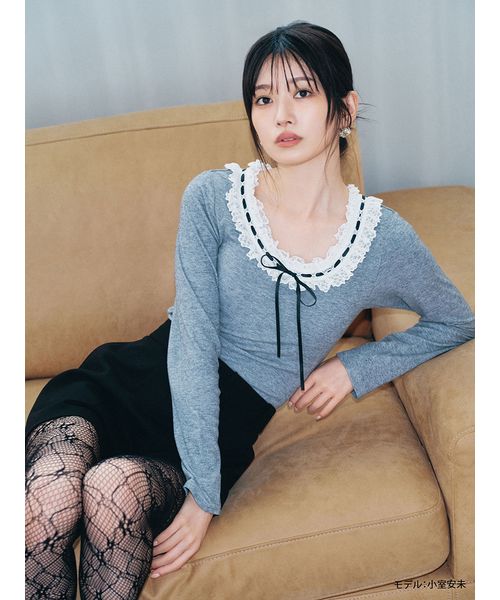 LILYBROWNLingerie 【LILY BROWN Lingerie】フリルレースボディスーツ(Hearts GRY F LILYBROWNLingerie 【LILY BROWN Lingerie】フリルレースボディスーツ(Hearts GRY F