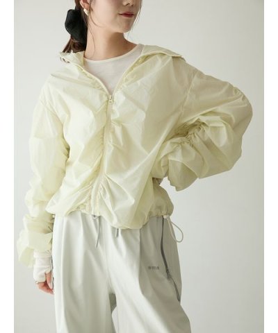 撥水 ギャザーフーディーブルゾン