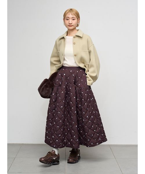 フラワーエンブロイダリーキルティングスカート(508586491)｜阪急