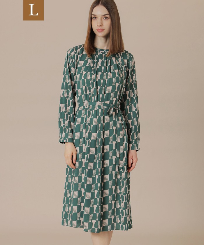 マッキントッシュロンドン│千鳥格子 ロングワンピース ベルト 38 日本製 M マッキントッシュロンドン│千鳥格子 ロングワンピース ベルト