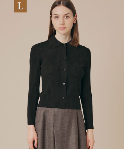【L】クリアーニット衿付きカーディガン
