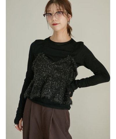 フェザーラメニットビスチェ