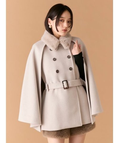 ファー付き3wayケープコート