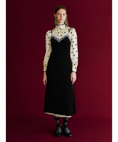 [L.B CANDY STOCK]シャツコンビビジューワンピース(Hearts2