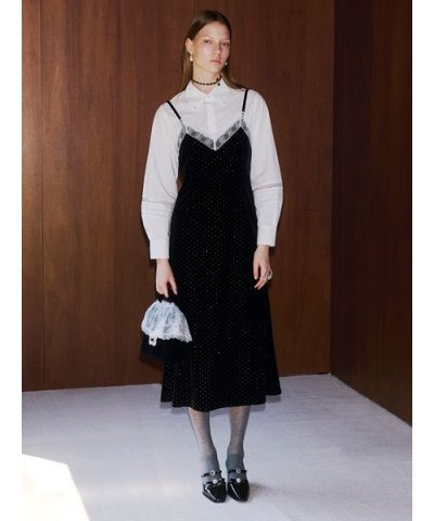 [L.B CANDY STOCK]シャツコンビビジューワンピース【Hearts2