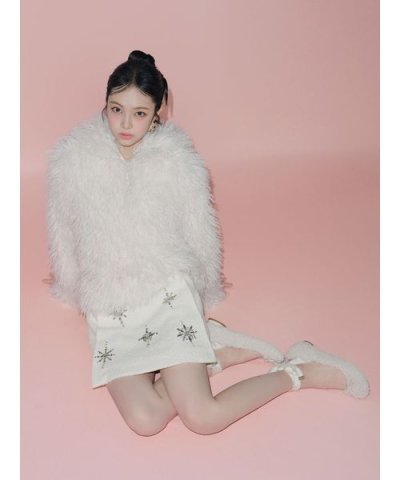 [L.B CANDY STOCK]スノーフレークビジューミニスカート【Heart