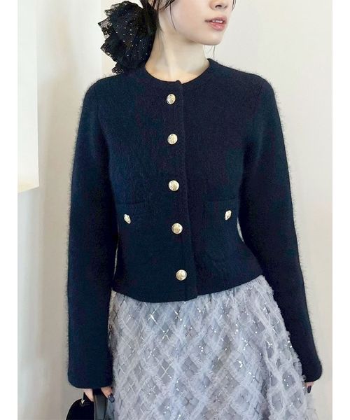 WEB限定カラー】金釦フォックスニットジャケット【Hearts2Hearts
