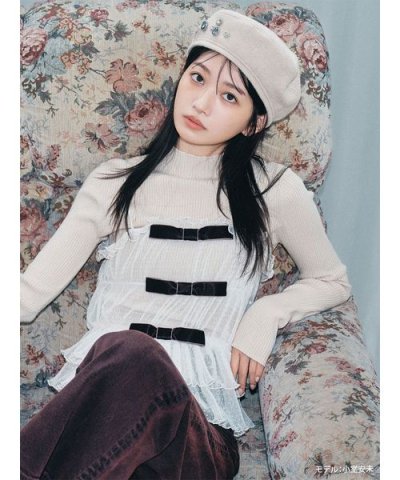 リボンビスチェセットニットトップス