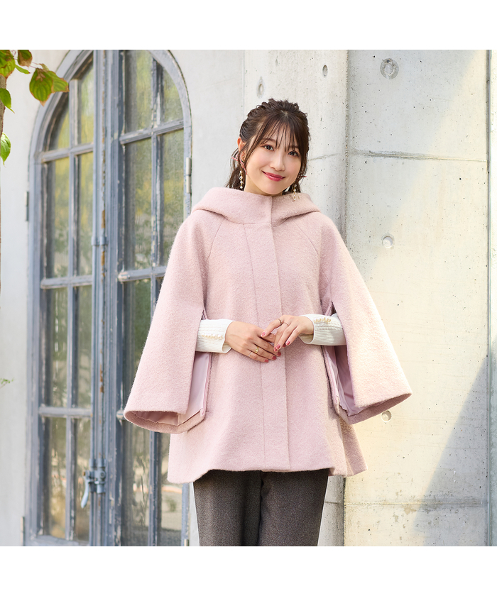 ローズティアラ RoseTiara 【ブローチ付き】ケープショートコート