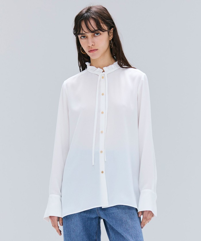 BEIGE 【洗える】STOW / フリルタイブラウス ECRU 2 BEIGE 【洗える】STOW / フリルタイブラウス ECRU 2