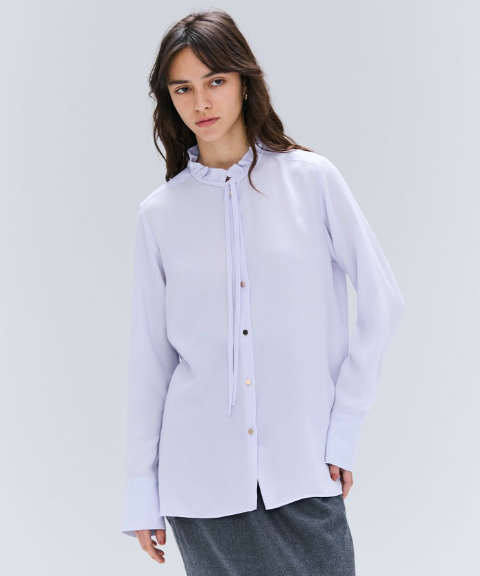 BEIGE 【洗える】STOW / フリルタイブラウス LILAC 6