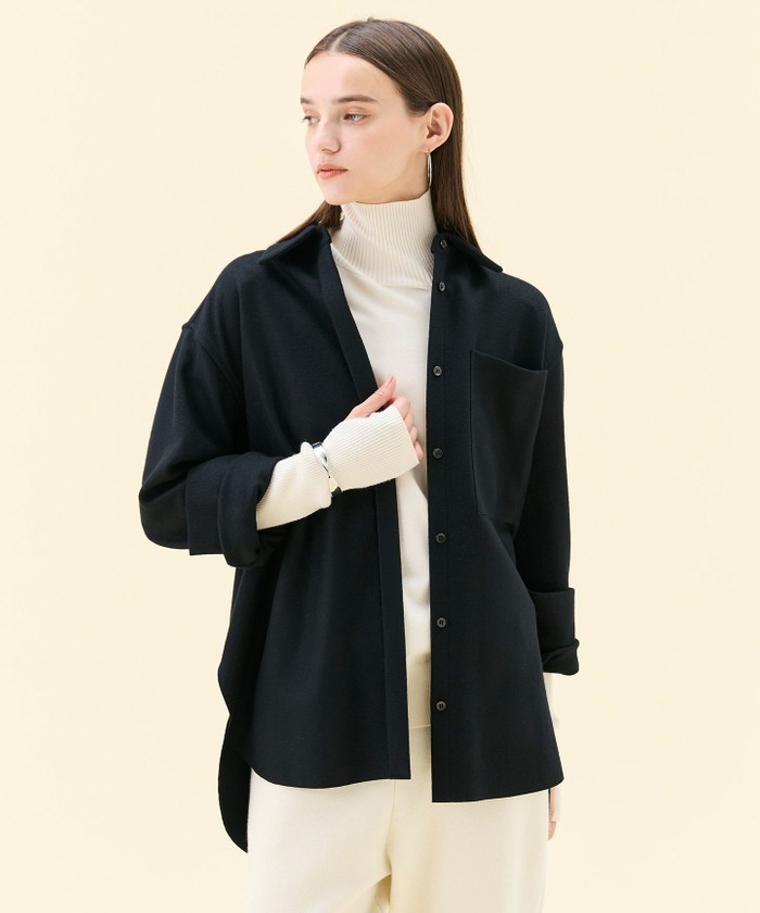 BEIGE MONTAIGNE / ウールオーバーサイズシャツ BLACK 2 BEIGE MONTAIGNE / ウールオーバーサイズシャツ BLACK 2