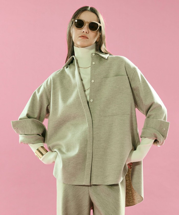 BEIGE MONTAIGNE / ウールオーバーサイズシャツ TOPTAUPE 4 BEIGE MONTAIGNE / ウールオーバーサイズシャツ TOPTAUPE 4
