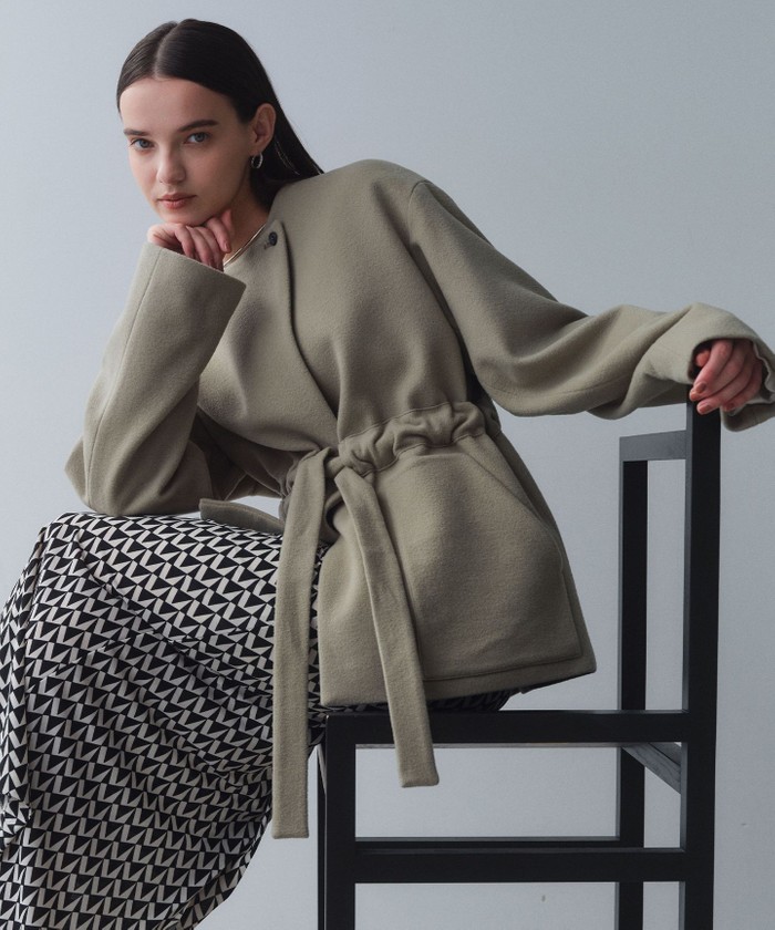 BEIGE LABBOCK / ウール混2WAYショートコート L. KHAKI 2 BEIGE LABBOCK / ウール混2WAYショートコート L. KHAKI 2