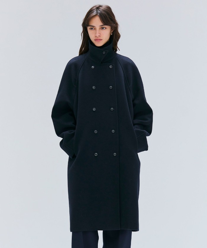 BEIGE LABBOCK / ウール混ラグランステンカラーコート NAVY 2 BEIGE LABBOCK / ウール混ラグランステンカラーコート NAVY 2
