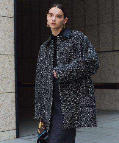 ROBY / フェイクレザーツイードコート