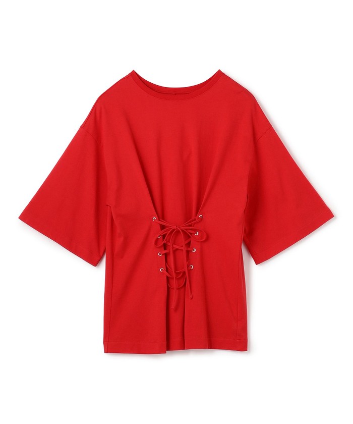 UNCRAVE 【洗濯機洗い可】プレーンジャージー 2WAYレースアップトップス レッド F UNCRAVE 【洗濯機洗い可】プレーンジャージー 2WAYレースアップトップス レッド F