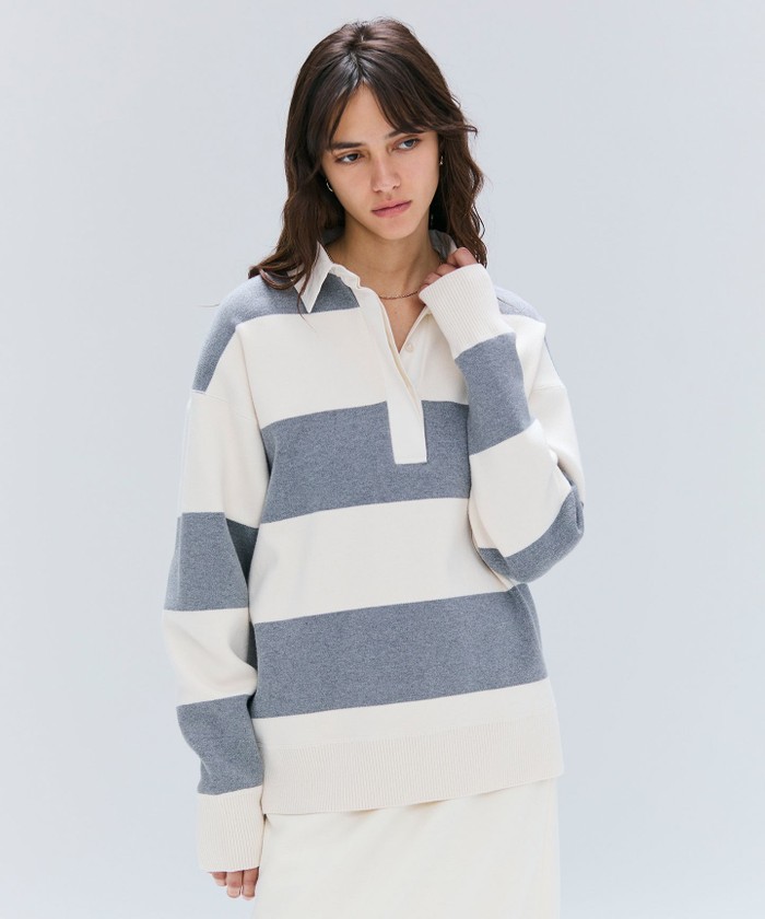BEIGE 【洗える】TAFT / コットンカシミヤラガーニット BONE×L. GRAY 4 BEIGE 【洗える】TAFT / コットンカシミヤラガーニット BONE×L. GRAY 4