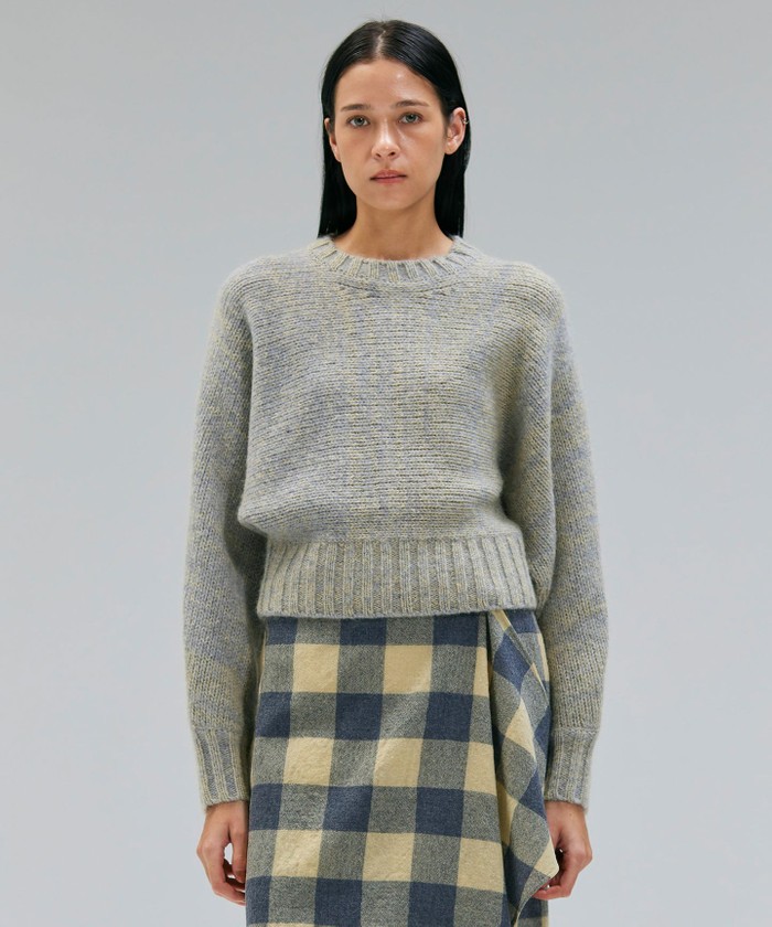 BEIGE MARANA / モヘア混ミックスドルマンニット GRAYXMUSTARD 4