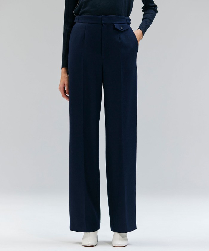 BEIGE BUNNELL / ウールタブボタンストレートパンツ NAVY 4 BEIGE BUNNELL / ウールタブボタンストレートパンツ NAVY 4