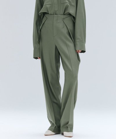 TERNES / 変形タックウールワイドパンツ