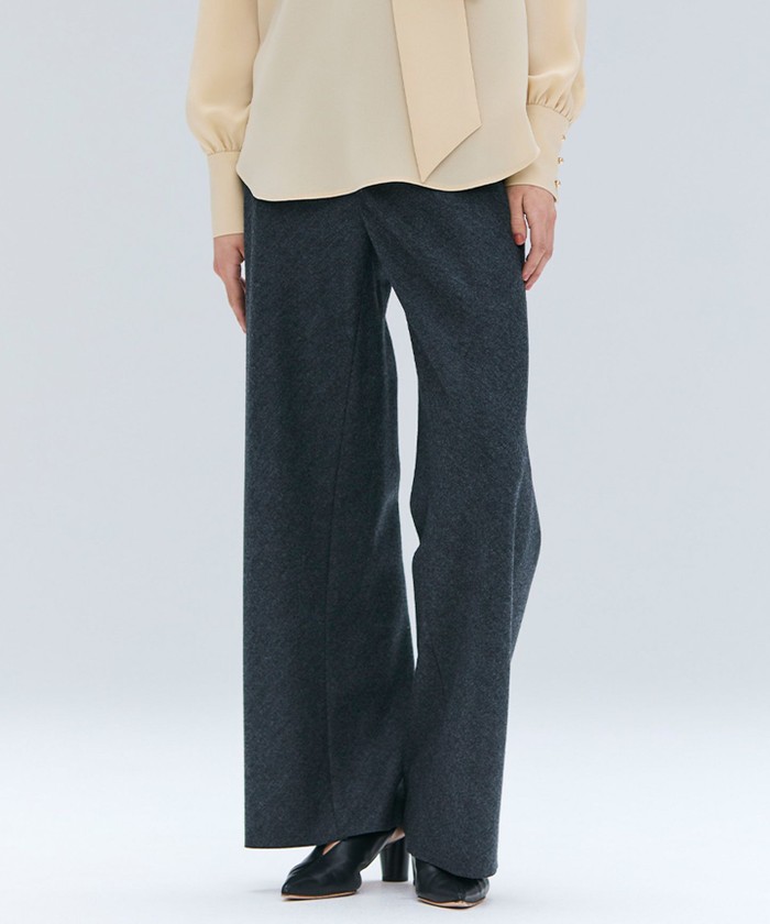 BEIGE MONTAIGNE / イージーウエストウールワイドパンツ C. GRAY 4