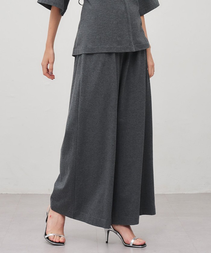 UNCRAVE 【洗濯機洗い可】プレーンジャージー ギャザーパンツ チャコール 0 UNCRAVE 【洗濯機洗い可】プレーンジャージー ギャザーパンツ チャコール 0