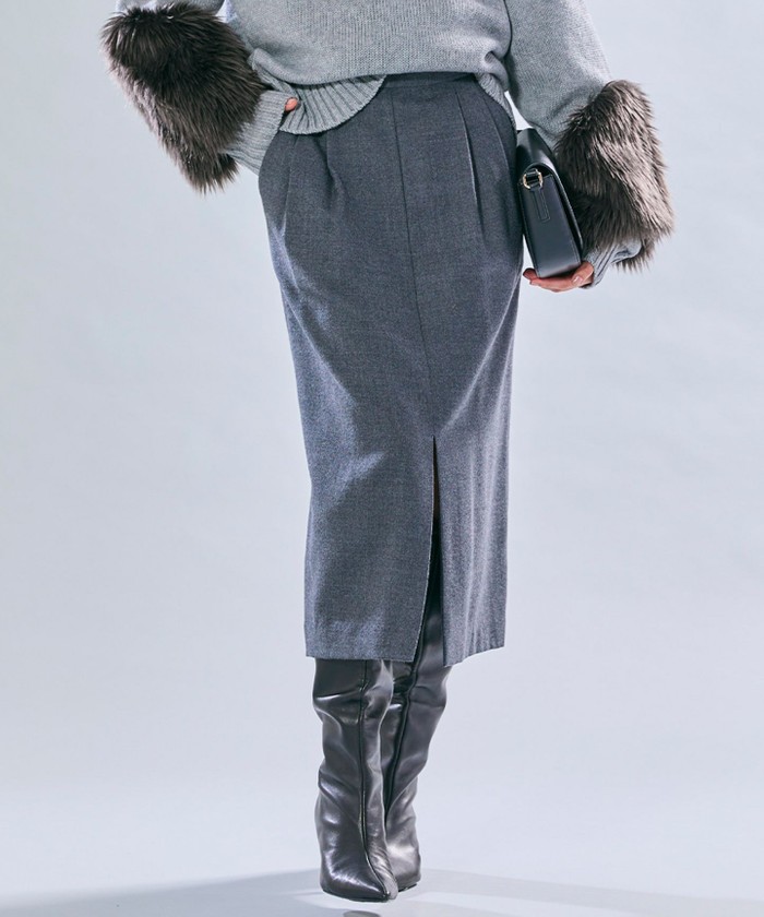 BEIGE 【Oggi 11月号掲載】TERNES / 2タックウールスカート MD. GRAY 4