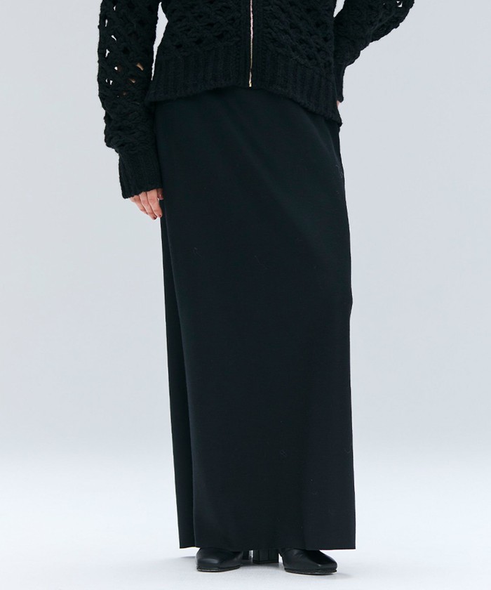 BEIGE MONTAIGNE / イージーウエストウールロングスカート BLACK 4 BEIGE MONTAIGNE / イージーウエストウールロングスカート BLACK 4