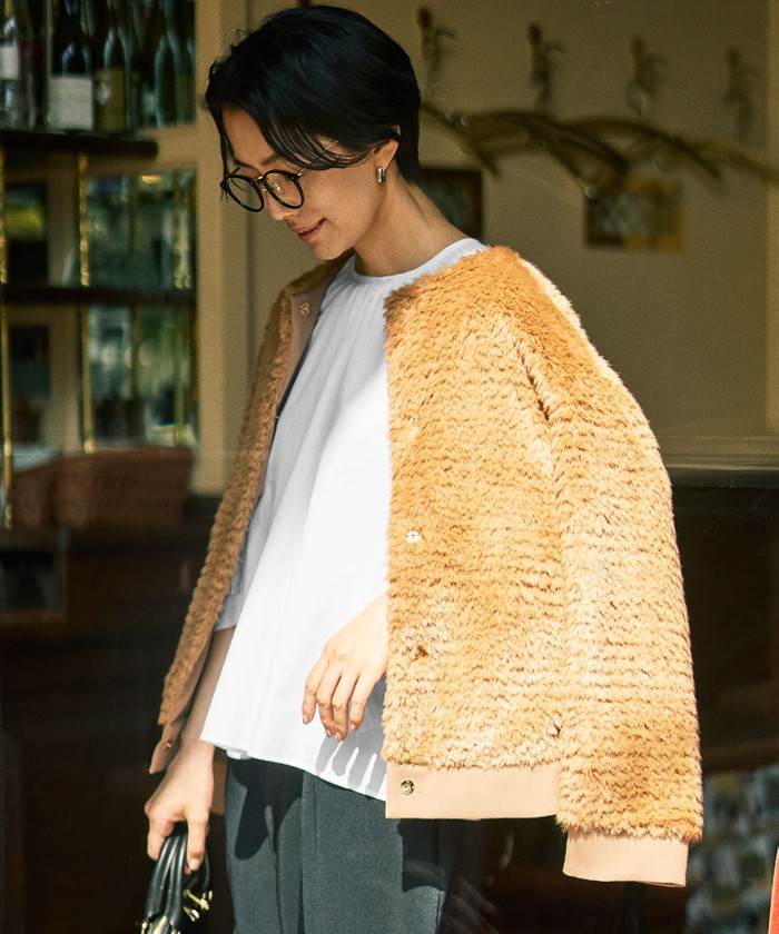 自由区ファーコート 40 自由区✨ ダウンコート フォックスファー 黒 40 L 金ボタン