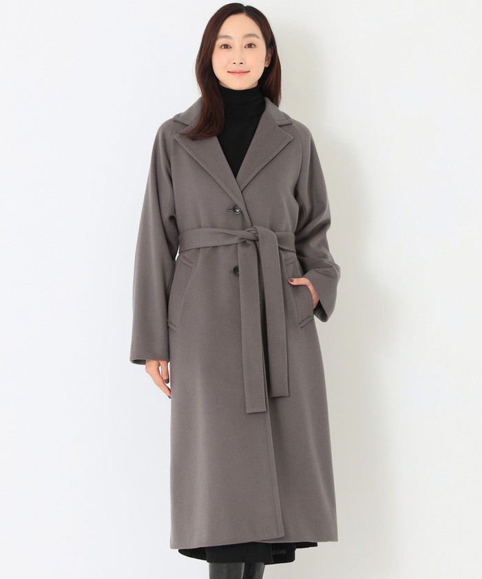 ウールビーバー ベルテッドロングコート(508498566)｜阪急百貨店