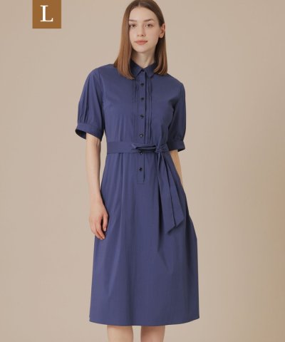 【L】コットンナイロンストレッチワンピース